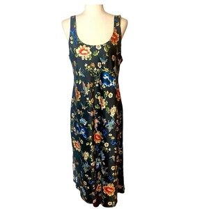Natoti midi floral spaghetti, strap dress size large black floral wedding guest
